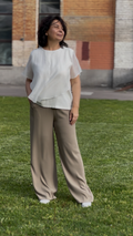 Blouse with extended sheer back | TENCEL