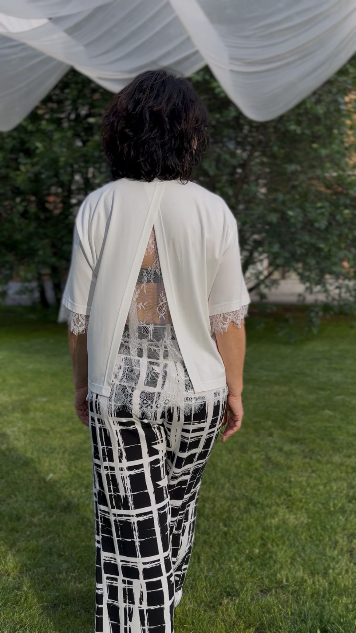Knitted lace blouson
