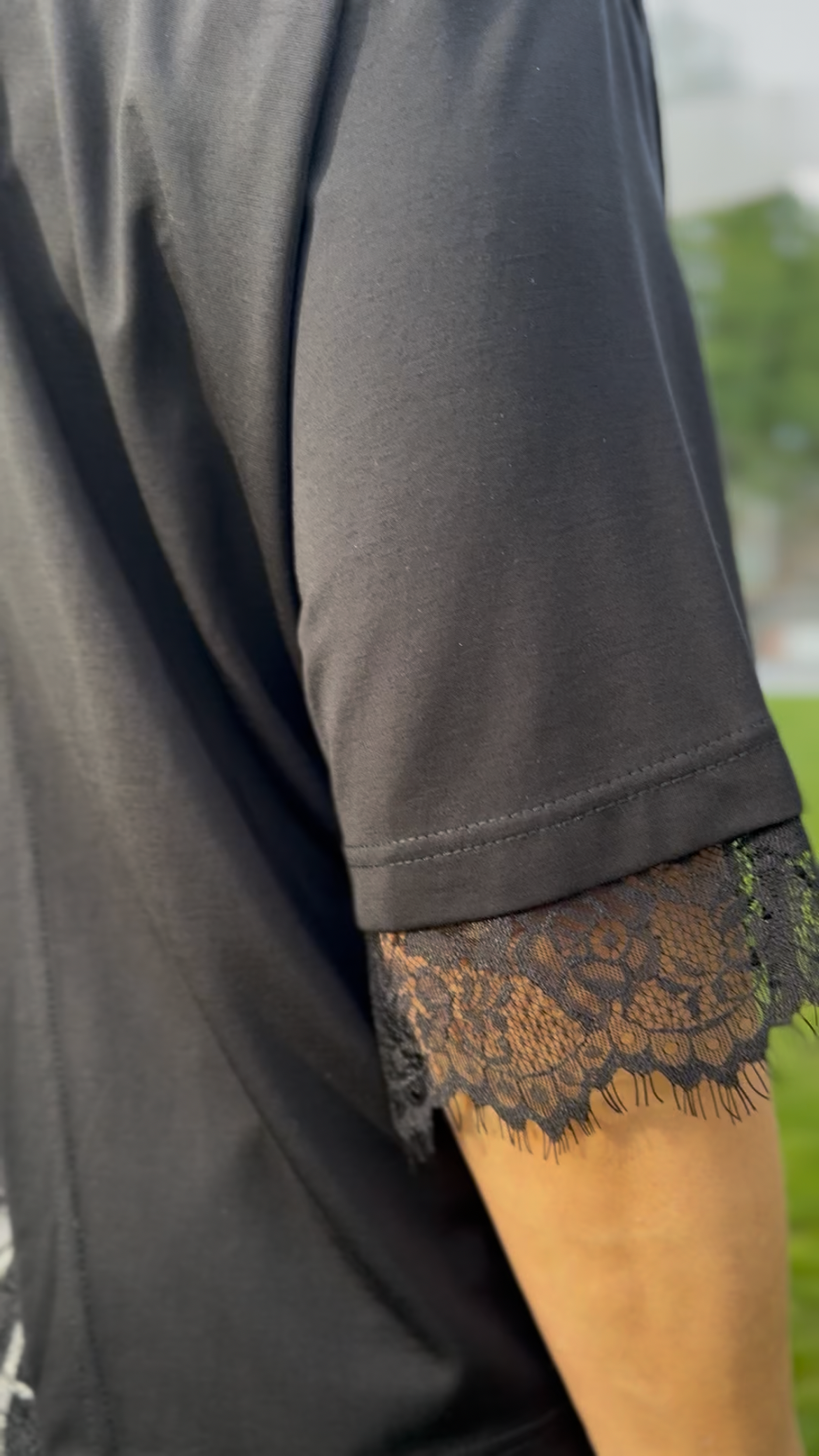 Knitted lace blouson