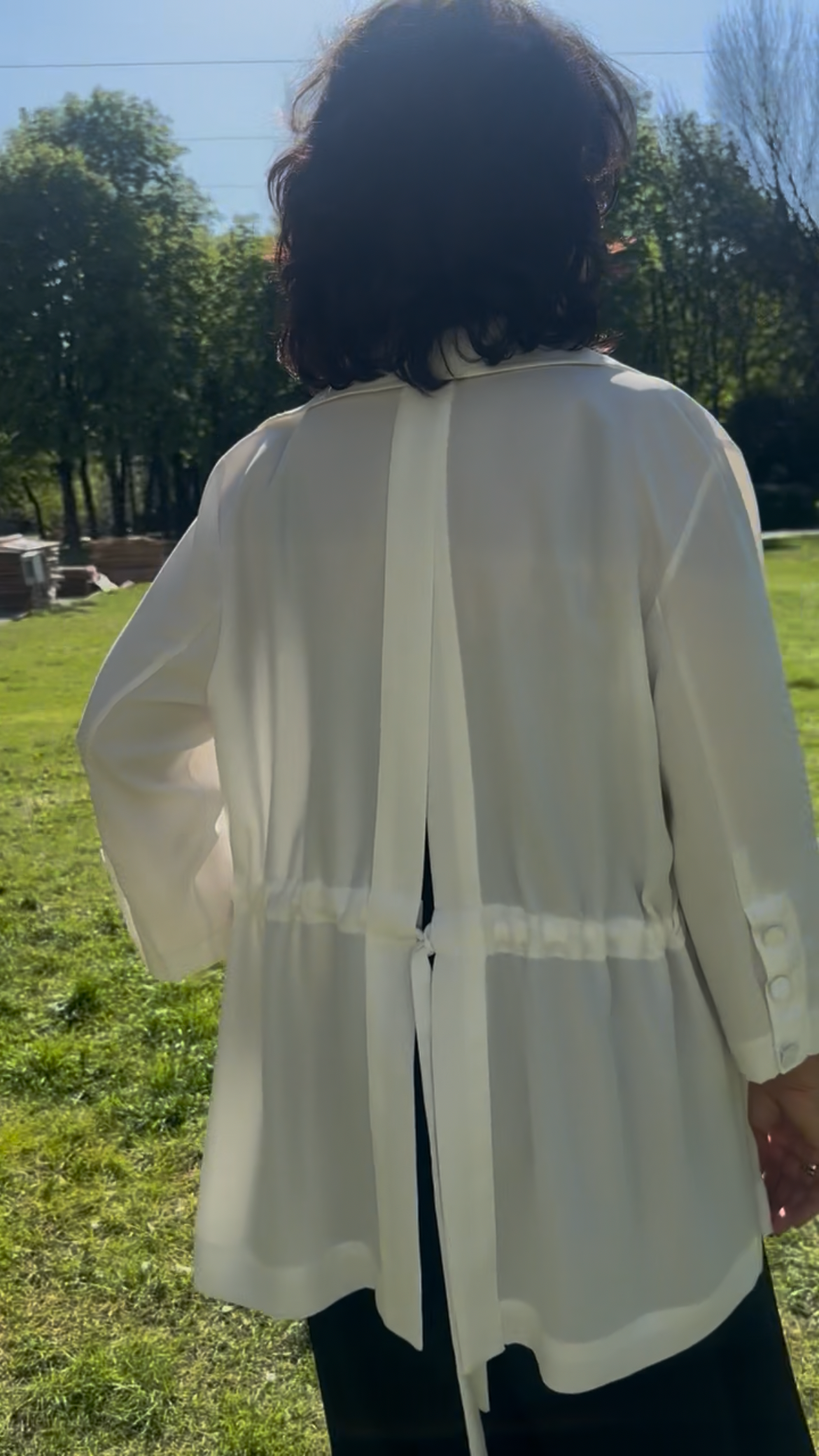 Crepe silk cardigan jacket