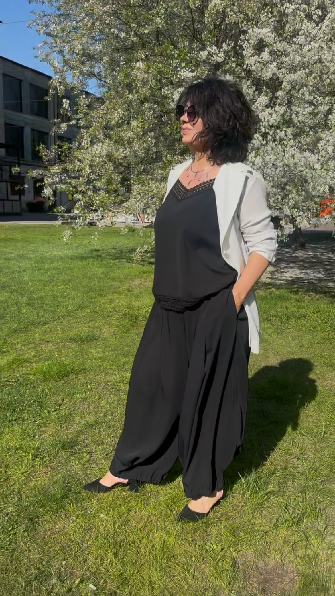 Crepe silk cardigan jacket
