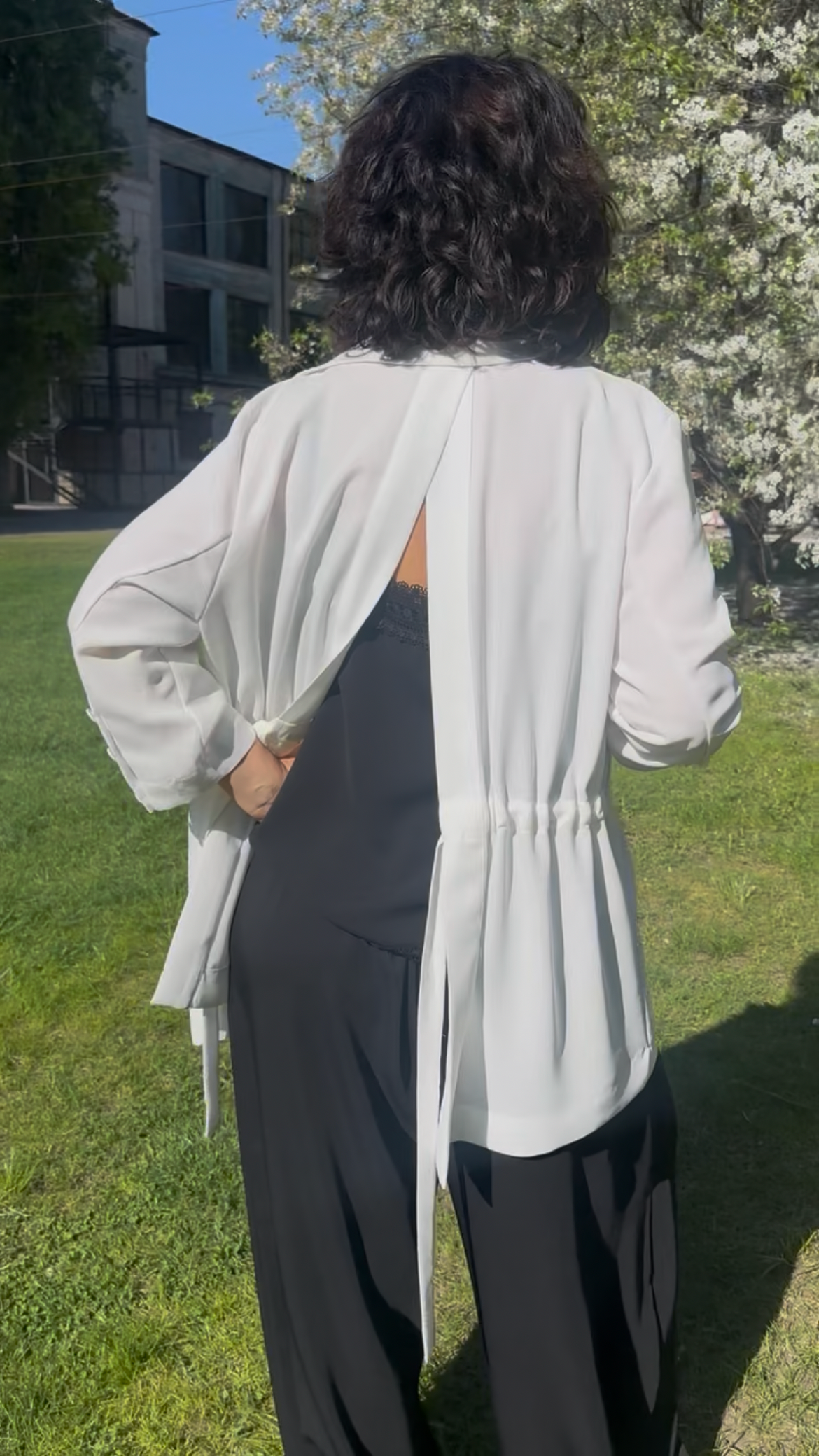 Crepe silk cardigan jacket