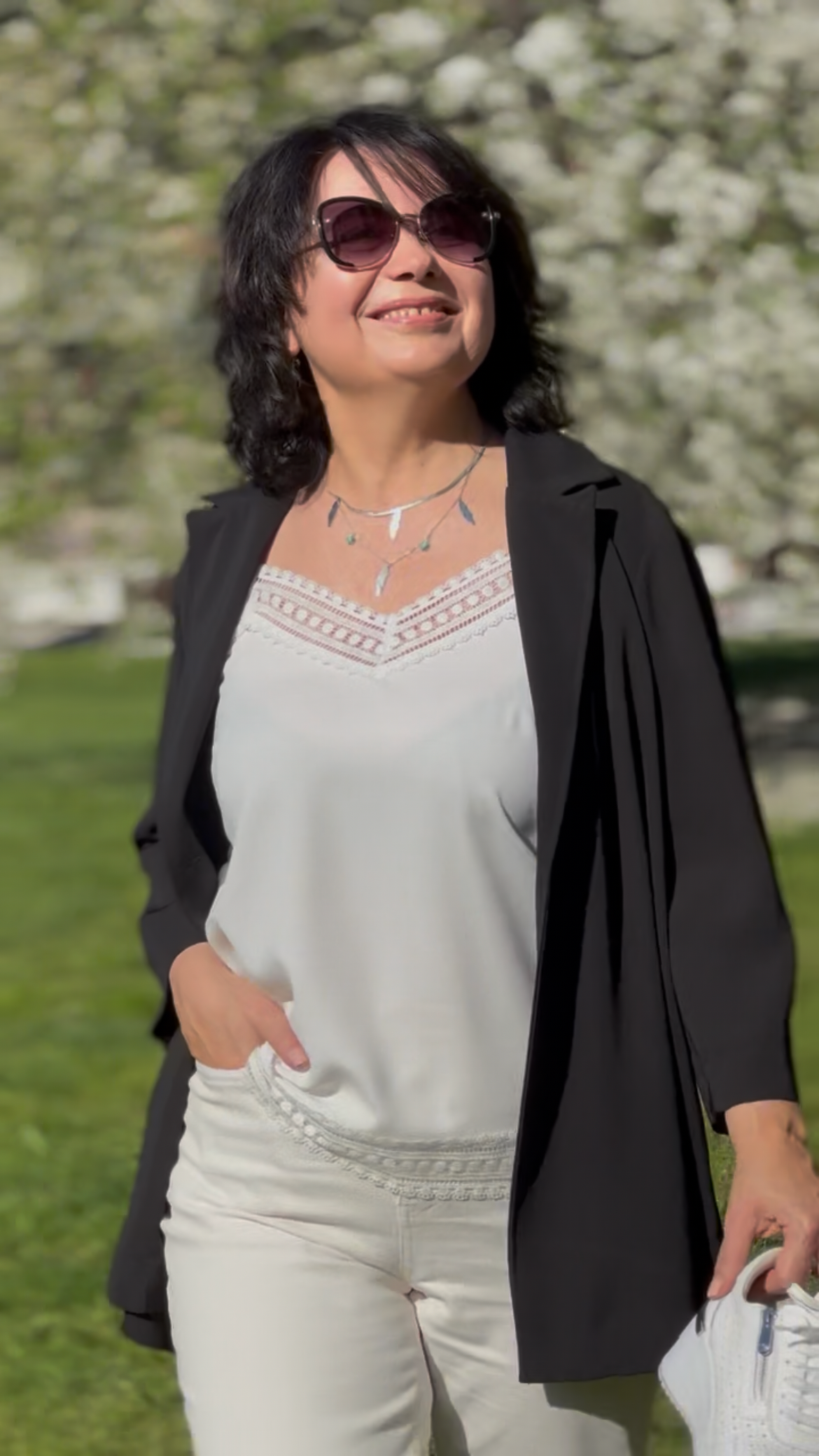 Crepe silk cardigan jacket
